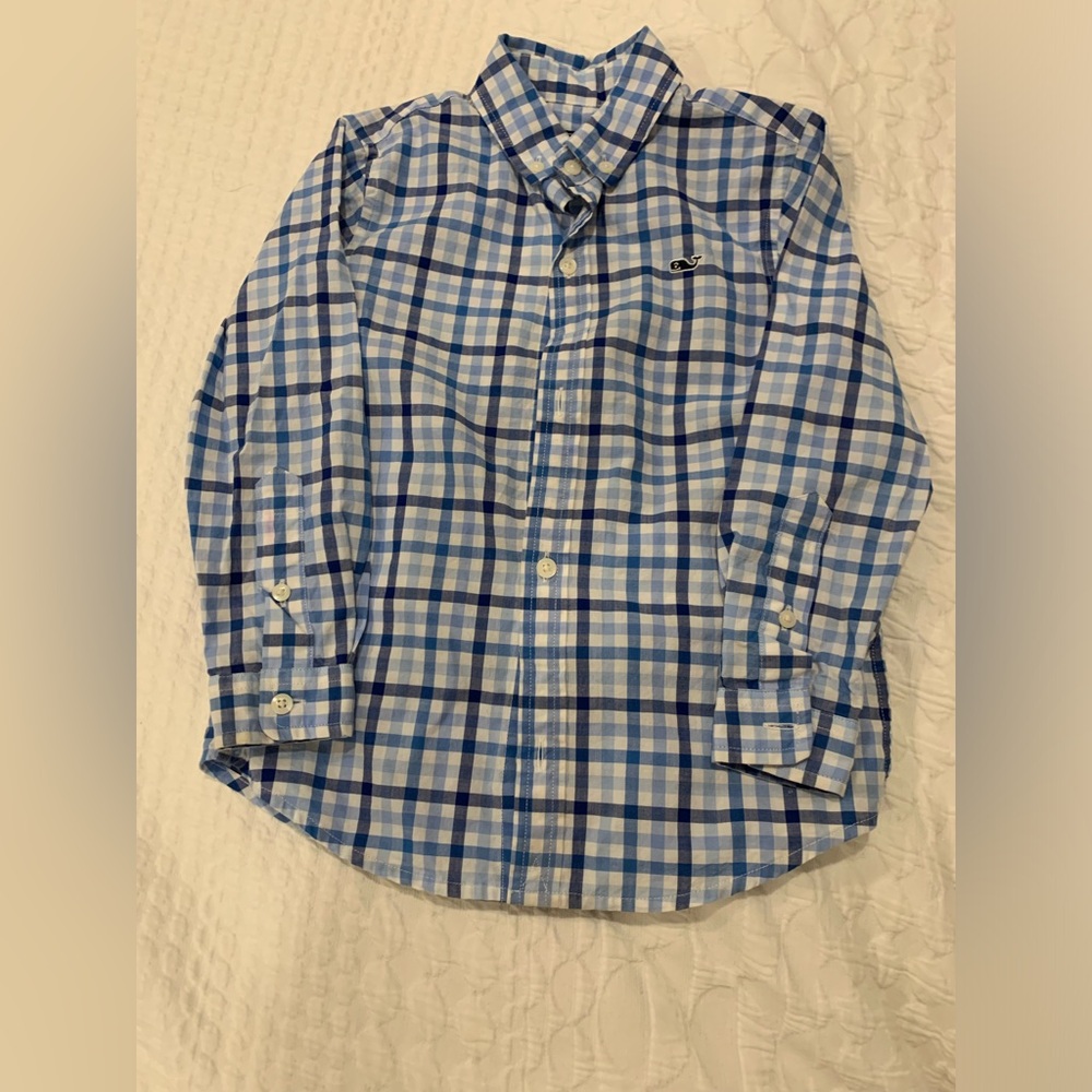 Vineyard Vines Blue Plaid Kids Shirt